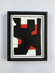 MCM Original Modern Artwork 11x14 Painting Simple Geometric Abstract Object - Picture 1 of 5