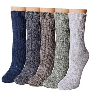  Wollsocken für Damen, Winter warme Strumpfwaren Große A-Einfarbig 02 - Bild 1 von 7