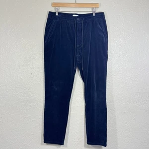 ASOS Topman Corduroy Pants Mens 36x34 Navy Elastic Waist Drawstring Minimalist - Picture 1 of 12