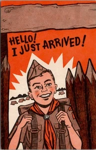 Postal de humor Boy Scout "¡Hola! ¡Acabo de llegar!" Sin publicar - Imagen 1 de 2