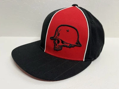 Boné de beisebol masculino metal mulisha preto vermelho caveira stretchback S-M flexfit - Imagem 1 de 4