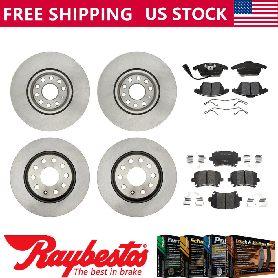 Rotores de freno delanteros traseros y pastillas de freno de cerámica para Volkswagen GTI 2009-2010 Foto 1 de 4