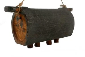 Campana de vaca vintage vietnamita de madera de comercio justo 25X11X9 cm - Imagen 1 de 12