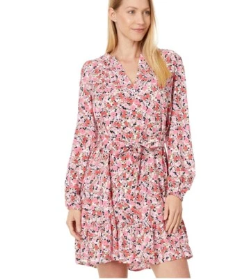 Tommy Hilfiger Womens Size Large Floral V-Neck Dress Pink EUC - Image 1 of 4