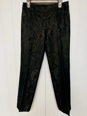 Pantalones de vestir Ann Taylor con cremallera frontal negros totalmente forrados de jacquard talla 6 Foto 1 de 4