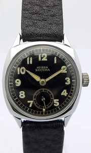 HUBER SECURA STAHL/CHROM HERREN-ARMBANDUHR - ca. 30/40 Jahre - NEW OLD STOCK - Bild 1 von 11