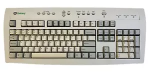 Vintage Gateway Wired PS/2 Computer Keyboard P/N: 7000985 Orange 6 Pin Connector - Picture 1 of 23