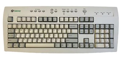 Vintage Gateway Wired PS/2 Computer Keyboard P/N: 7000985 Orange 6 Pin Connector - Image 1 of 4