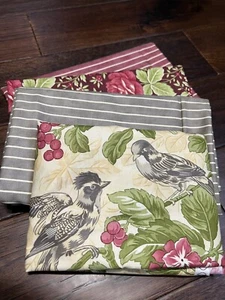 MODA Field Notes By Blackbird Designs 4 Yard Bundle Cream Birds/ Plum Roses - Picture 1 of 7