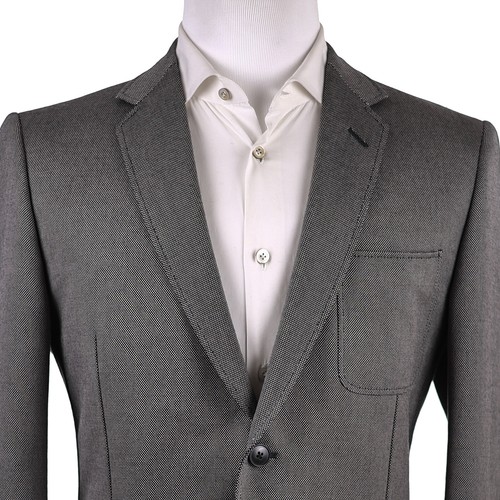 NUOVA Giacca Uomo Gucci Argento Grigio Pelle di Squalo Toppa Tasca 2 Bottoni $2.895 42L