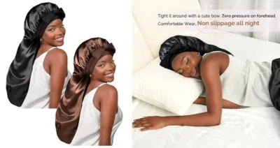 2 gorros de seda para dormir gorros trenzados para cabello largo con banda.nuevo Foto 1 de 4