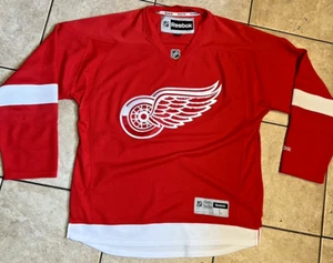 Detroit Red Wings Trikot Herren L rot Reebok Hockey Shirt weiß gestreift NHL BLANK - Bild 1 von 10