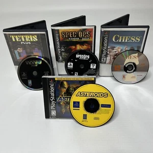 PS1 Game Lot, Tetris Plus, Chess, Asteroids, Spec Ops Ranger Elite - Picture 1 of 12