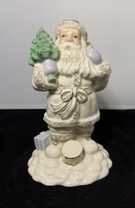 Lenox Porzellan Weihnachtsmann Tasche Spielzeug Trommel hält Baum Gold Rosa Grün Detail - Bild 1 von 8