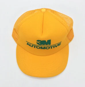 3M Automotive Trucker Cap Vintage Snap Back Hat Cap NEVER WORN Foam Mesh Yellow - Picture 1 of 11