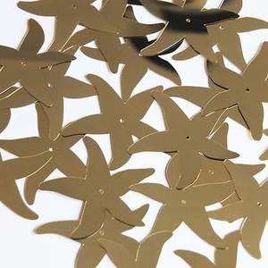Sequin Starfish 1.5" Gold Metallic Center Hole Couture Paillettes. Made in USA. - Picture 1 of 2