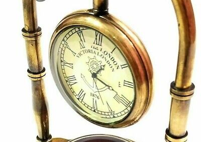 New Antique Nautical Victorian London Brass Table Top Decor Clock With Compass • 55.31£