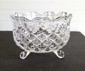 Hofbauer Lead Crystal Butterfly Papillon Bowl 3-Footed 4.5x6" - Picture 1 of 16