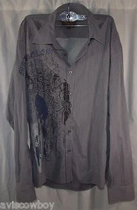 ROAR Made in Los Angeles Embroidered Distressed Griffin Button Up Shirt Men's L - Picture 1 of 5