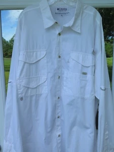 Columbia PFG Men's Cotton Solid Off-White Outdoors Vented Fishing Shirt XXL 2XL - Picture 1 of 12