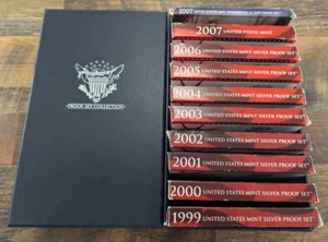 1999-2007(S) 9x Lot Run US Mint Red SILVER PROOF Set Complete w/ Box+COA - Picture 1 of 4