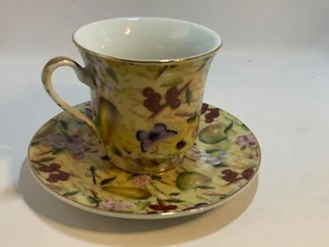 Darice Teetasse und Untertasse Obst & Blumen Muster 2013 - Bild 1 von 12