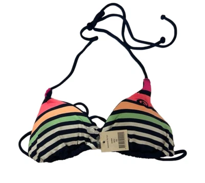 Top De Bikini Halter Triangular A Rayas Rip Curl Para Mujer, Multicolor, XS - Imagen 1 de 4