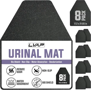 Urinal Mats for Men Bathroom Commercial | Urinal Mats Disposable | 8-Pack Black - Picture 1 of 7