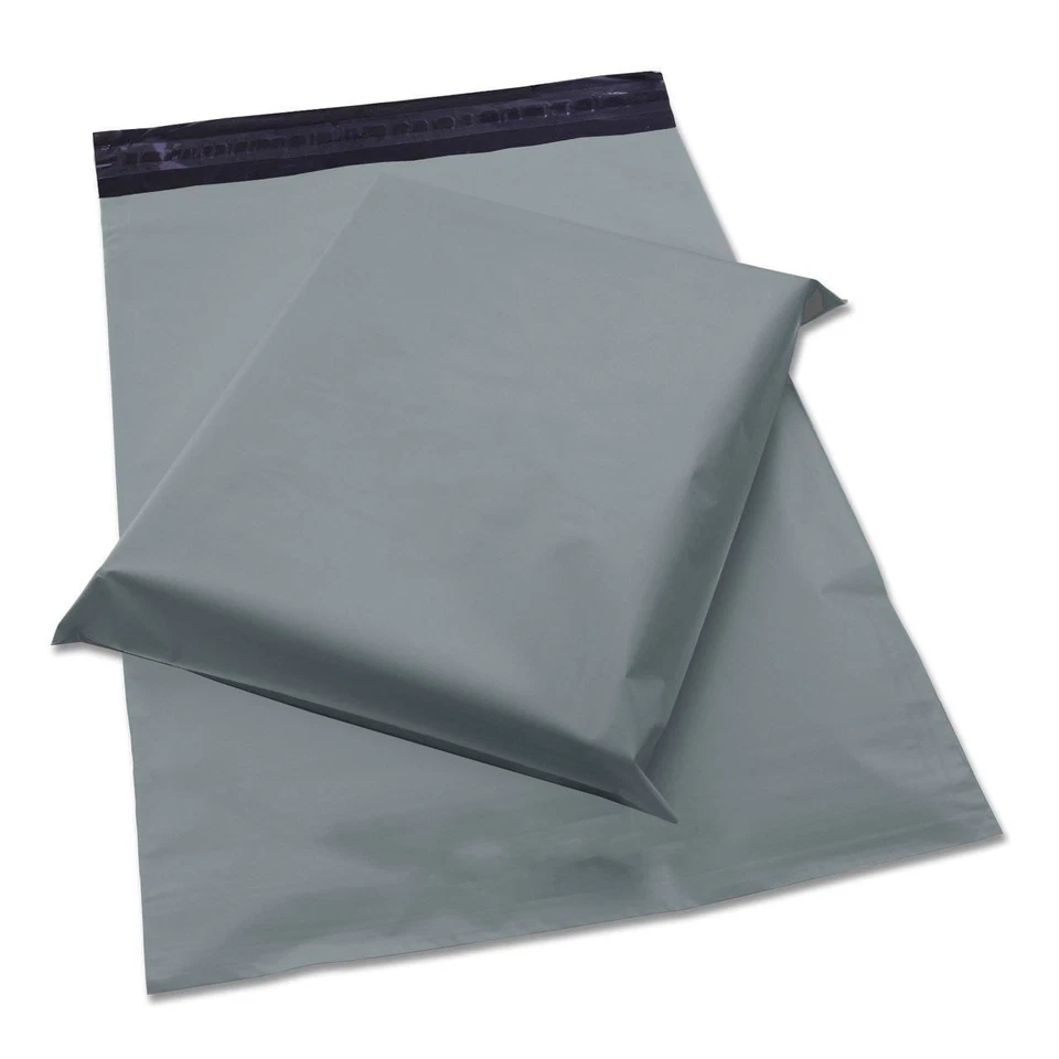 CRYSTALSAVINGS Grey Mailing Postal Bags 12 x 16" Plastic Mail Post Postage Parcel Bag Seal Seal