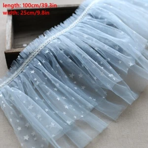 Double-layer Lace Mesh Edging Trims Star Printed Fairy Crafts Costume Decor Chic - Picture 1 of 13