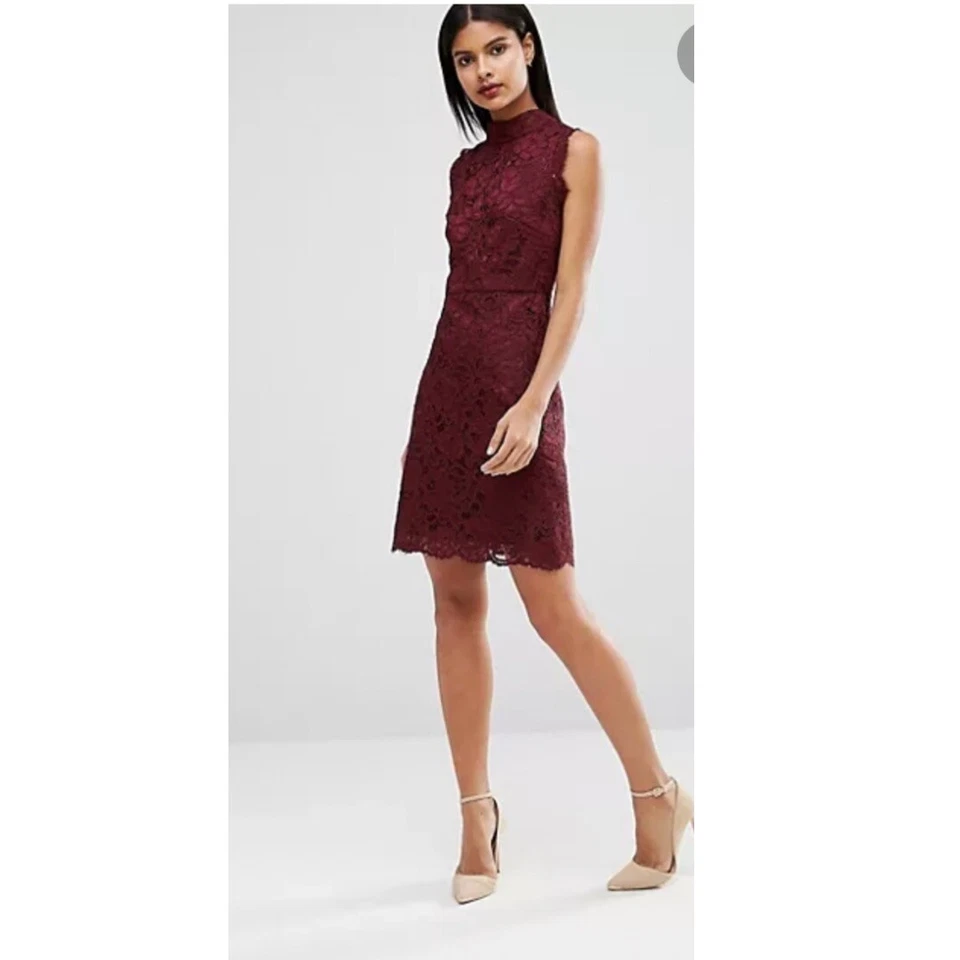 Ted Baker Latoya Dress High Neck Lace Medium Modest Wedding Cocktails Holidays - Image 1 of 4