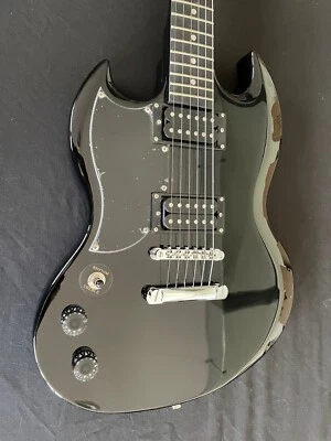 Harley Benton DC-200 LH BK  2025 Black SG Style Guitar - LEFTY - - Image 1 of 4