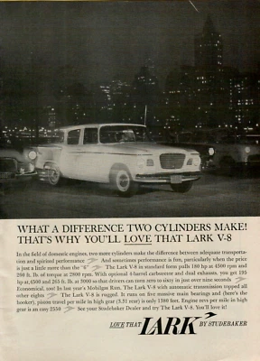 1960 Studebaker Lark 180 HP V-8 Rugged Economical Sedan Photo Original Print Ad - Image 1 of 2