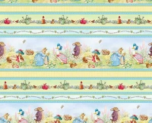 Dollhouse Miniature Blue Beatrix Potter Peter Rabbit Wallpaper 1:12 Nursery - Picture 1 of 4
