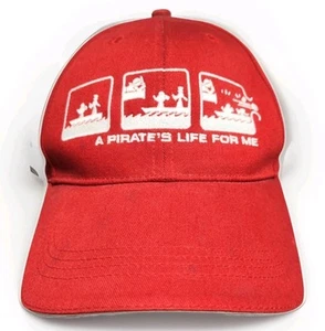 Vintage Pirates of the Caribbean Hat Red A Pirate's Life For Me Disney Adult Wdw - Picture 1 of 11