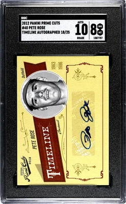 Panini Prime Cuts Pete Rose #40 2012 línea de tiempo autógrafo SGC 8 automático 10 Foto 1 de 2