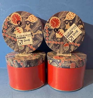 Ikea Miniature 3" Tin Canister Clocks, keys, stars, acorns & Christmas Ornaments - Image 1 of 3