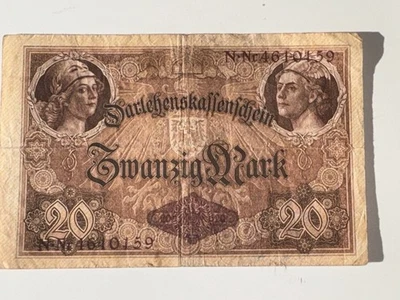 1914 Germany 20 Mark Banknote Darlehnskassenschein WWI Era Reich Treasury - Image 1 of 2