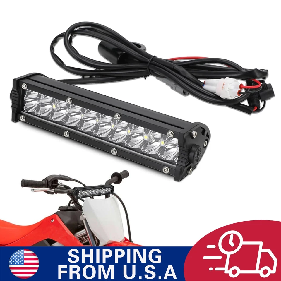 Motorcycle LED Light Bar Plug-Play Driving Light Kit 7/8" Handlebar Universal - Image 1 of 4