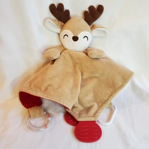 Reindeer Plush Lovey Rattle Teether Moose Security Blanket Modern Baby Christmas - Picture 1 of 7