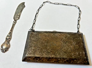 LOTE DE CUCHILLOS CAJA CIGARRILLO PLATA ESTERLINA art nouveau repousse 925 monedero - Imagen 1 de 12