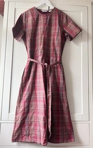 Orvis Dress Red Plaid Button Up Short Sleeve Pockets Midi Size 12 - Picture 1 of 13