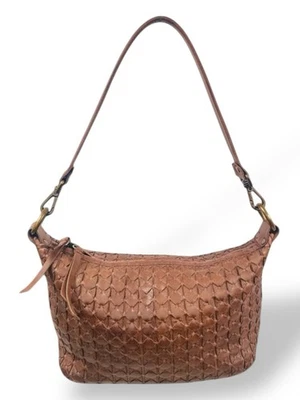 Valentina коричневый кожаный наплечная сумка коричневый сплетенный Италии сумочка Hobo богемное шик - Изображение 1 из 4