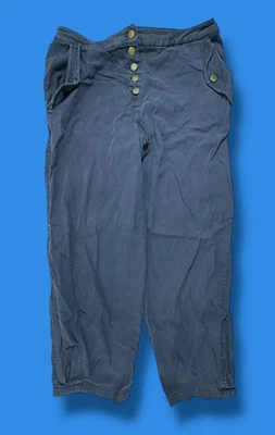 Brora Trousers Womens Size W32 L24 Navy Blue 100% Tapered Crop button Fly *flaw* - Image 1 of 4