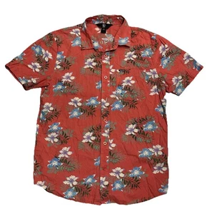 Volcom Shirt Red Floral Hawaiian Beach Button Up Short Sleeve Small Magnum Pi - Picture 1 of 7