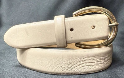 Cinturón de cadera de cuero crema Abercrombie & Fitch para mujer hebilla dorada talla 34 Foto 1 de 4