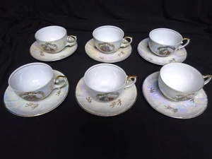 Vintage OSCAR SCHLEGELMILCH Porzellan Vergoldung Tee Kaffee Set 6 Tassen 6 Untertassen - Bild 1 von 19