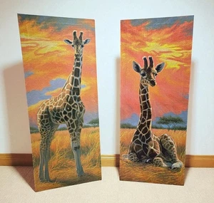 Impresiones en lienzo madre jirafa Lucie Bilodeau arte de safari vida silvestre vibrante  - Imagen 1 de 14