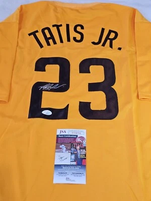 Fernando Tatis Jr Autographed/Signed Jersey JSA COA Yellow Custom Jersey  - Image 1 of 4
