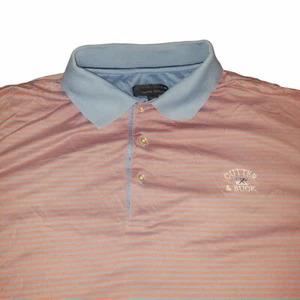 Cutter And Buck Signature Collection Men's 2XB/2TG Pink Blue Stripe Golf Shirt - Picture 1 of 7